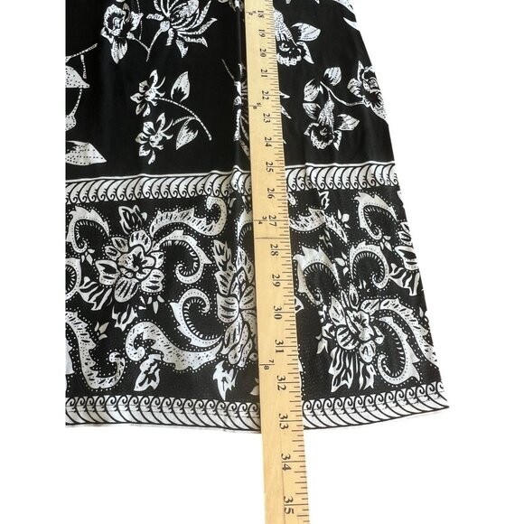 Mark Womens Black & White Floral Print Summer V-Neck Dress Knee-Length Large - Picture 13 of 13